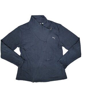 Puma Women's asymmetrical Zip-Up black warm winter fall Jacket Black size L